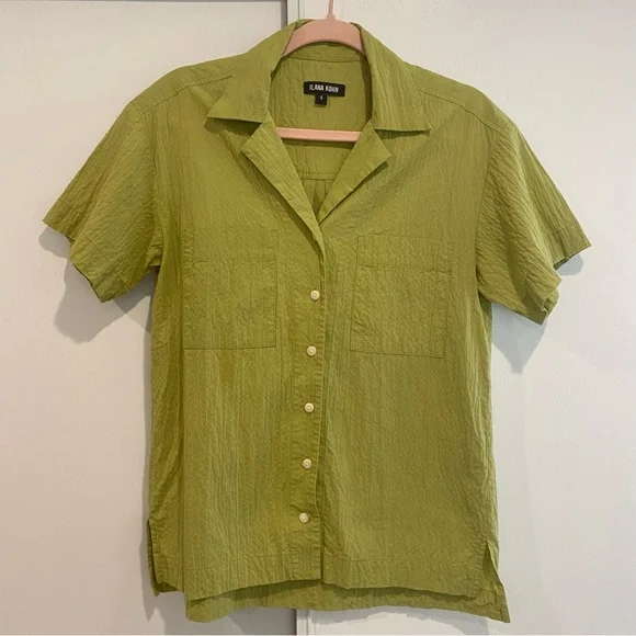 Ilana Kohn Chelito Shirt, Avo (lime green) Short Sleeve Blouse Small - Picture 2 of 8